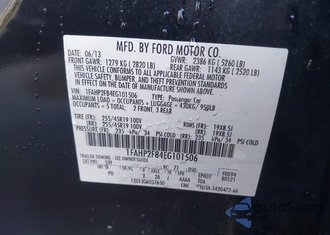 2014 Ford Taurus Limited из США, поврежденный, VIN 1FAHP2F84EG101506